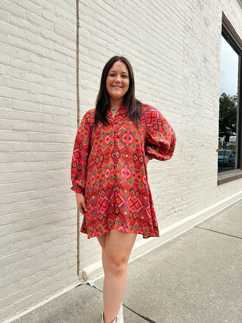 Positano Button Down Swing Dress