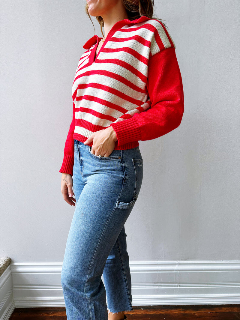 Malibu Red Polo Sweater