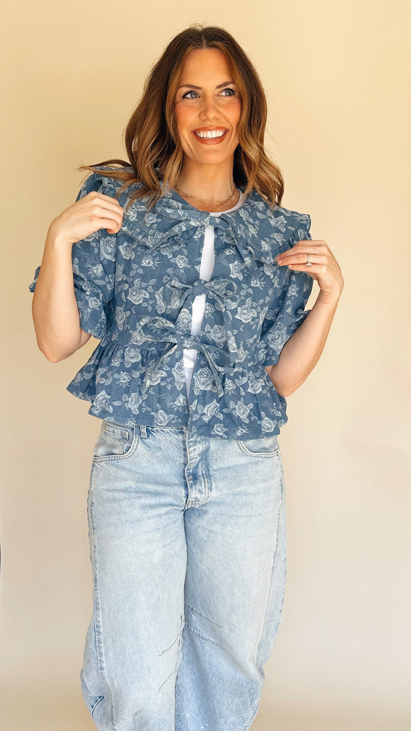 Caitlin Denim Peplum Top