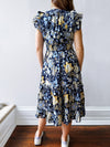 Blue Botanical Midi Dress