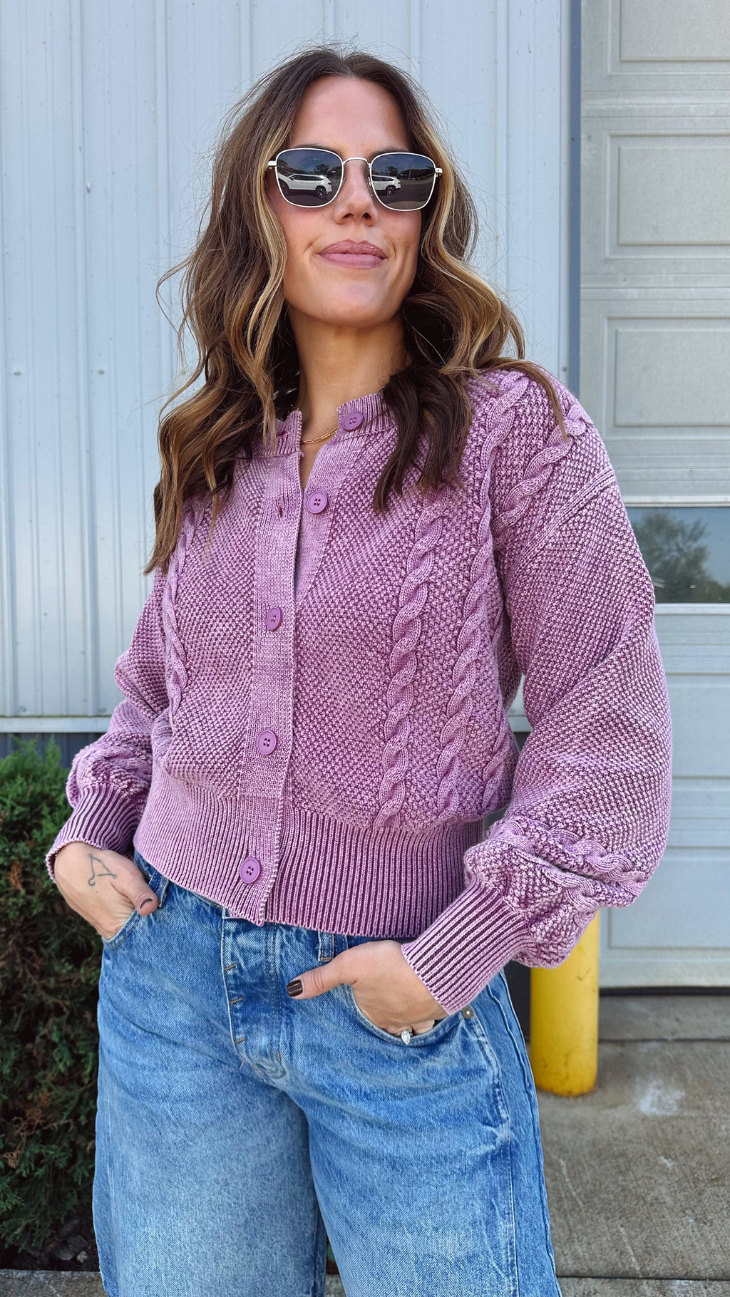 Wild Berry Cable Knit Cardigan