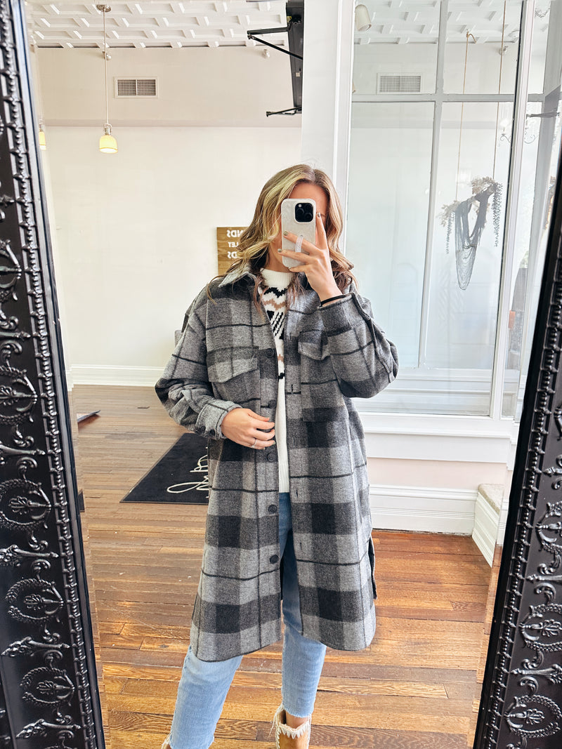 Darkest Night Long Plaid Jacket