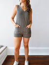 Khaki Ribbed Knit Romper