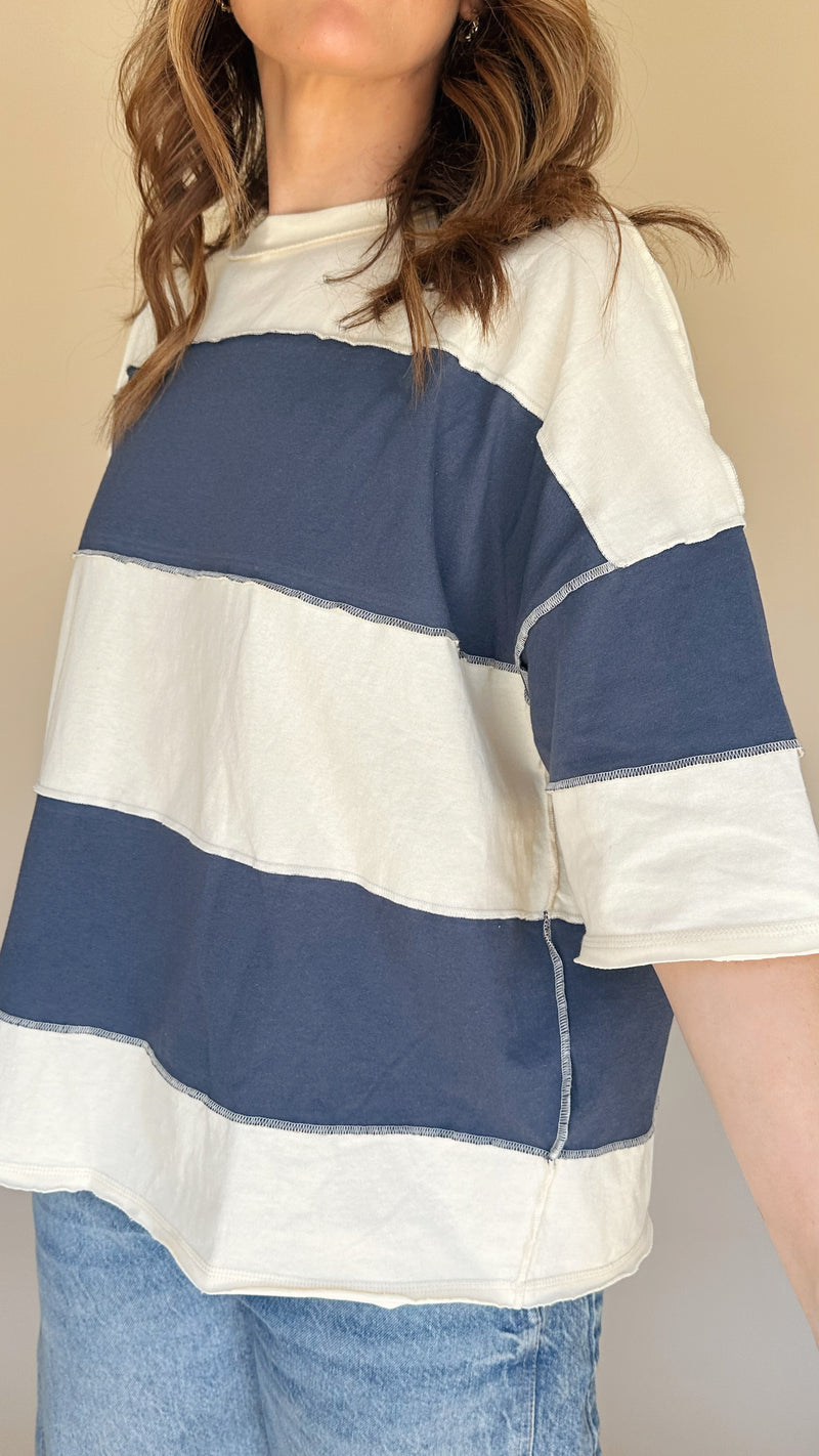 {RESTOCK} Navy Colorblock Tee