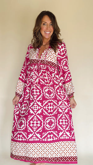 Boho Tunic Dress in Deep Pink