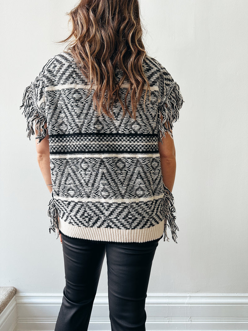 Fringed Poncho Sweater