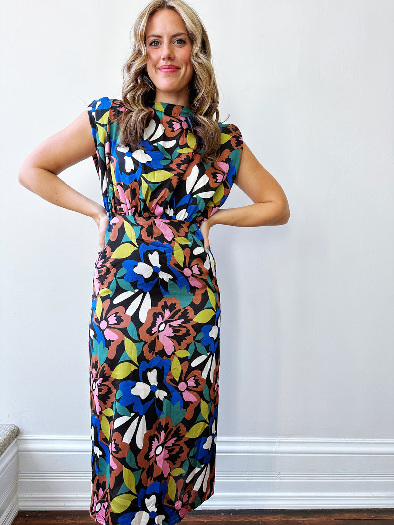 Bold Floral Midi Dress