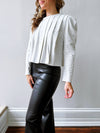 Piper Pleated Knit Top in Heather Grey