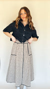 Maddy Button Front Midi Skirt