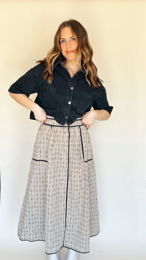 Maddy Button Front Midi Skirt