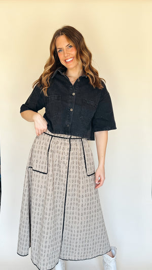 Maddy Button Front Midi Skirt