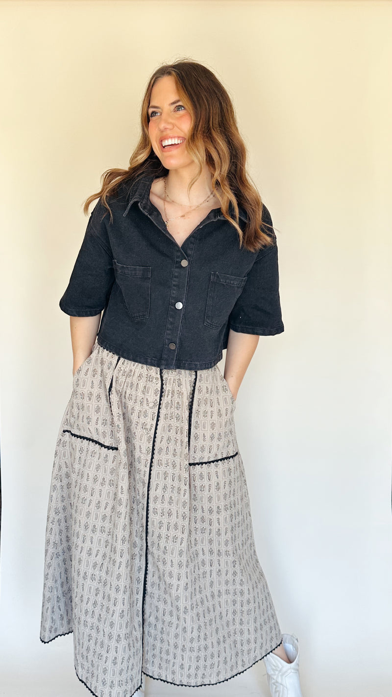 Cropped Denim Shirt Jacket