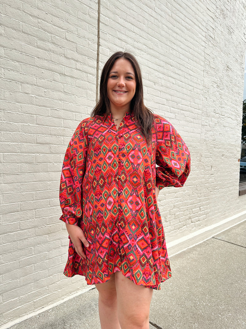 Positano Button Down Swing Dress