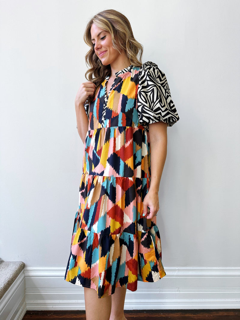 Zana Puff Sleeve Midi Dress
