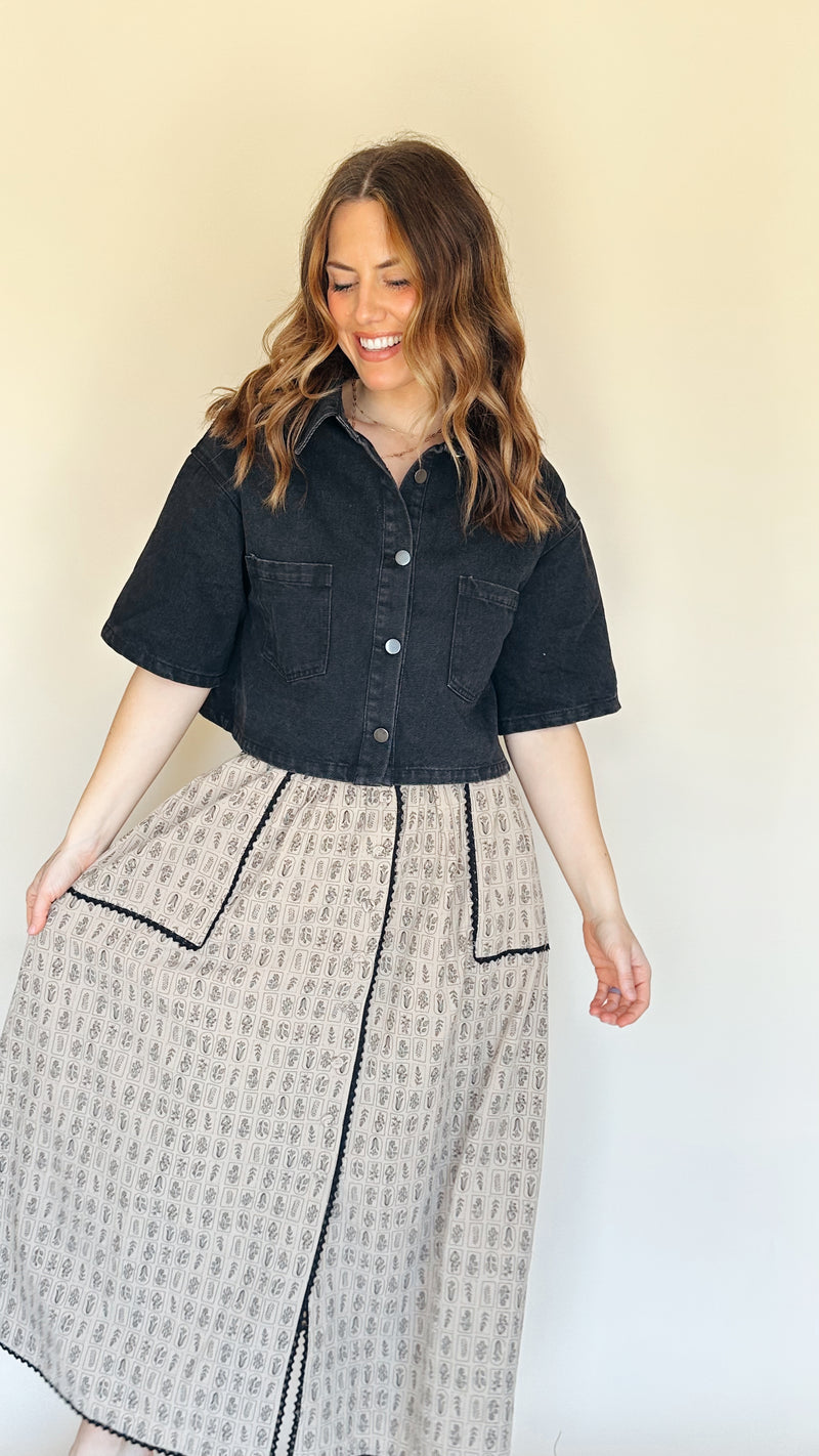 Maddy Button Front Midi Skirt