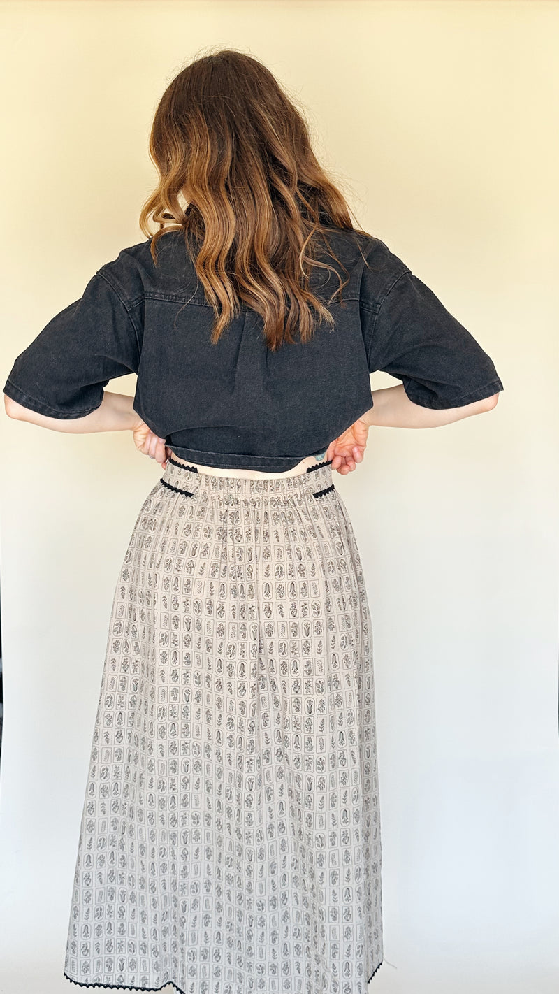 Maddy Button Front Midi Skirt