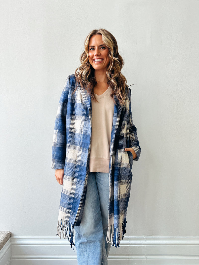 Ynez Fringed Plaid Coat
