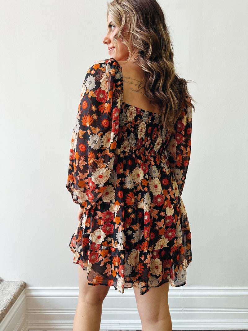 Midnight Bloom Babydoll Dress