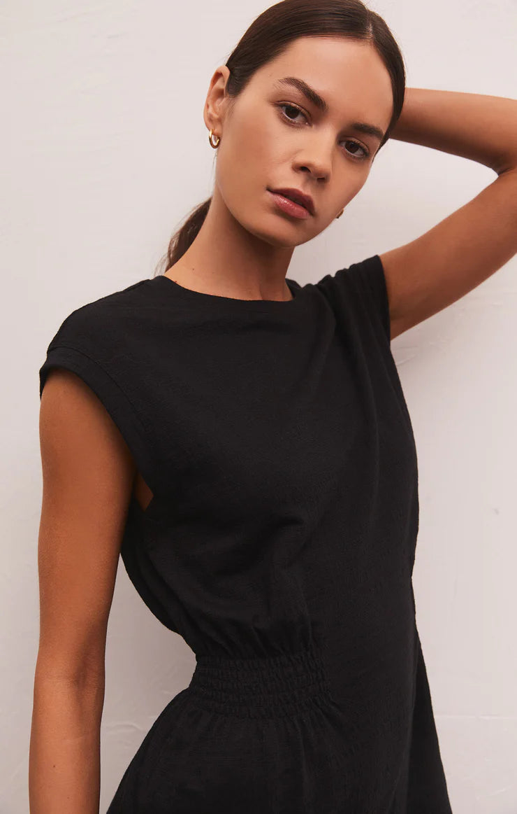 Rowan Textured Mini Dress in Black
