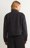 Cropped Denim Jacket in Washed Black