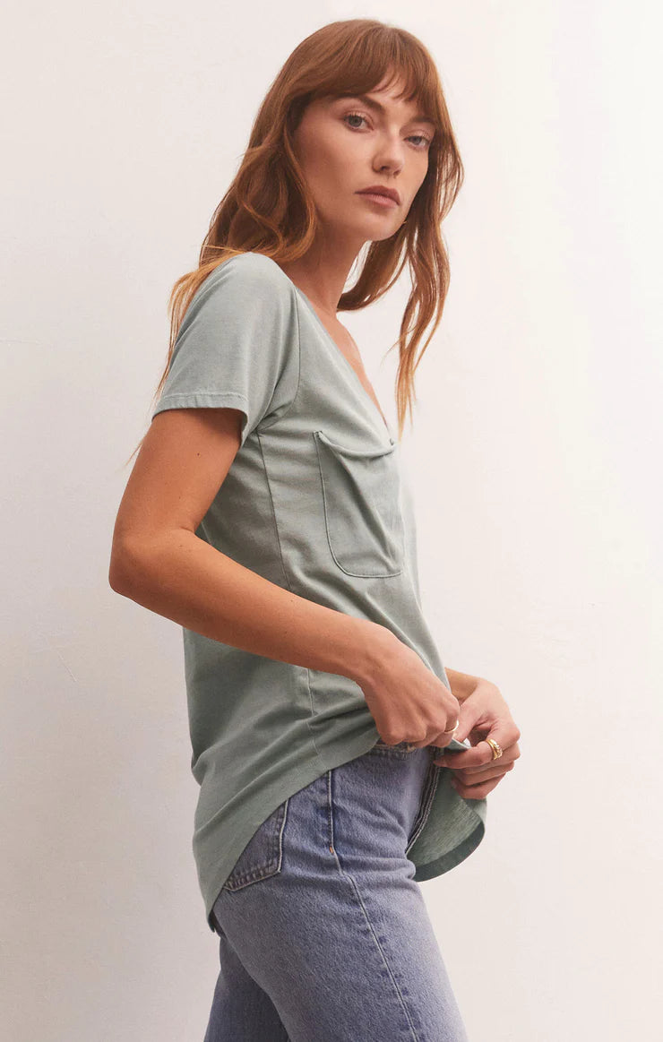 Pocket Tee in Worn Jade