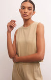 Sloane Jersey Muscle Tank in Rattan