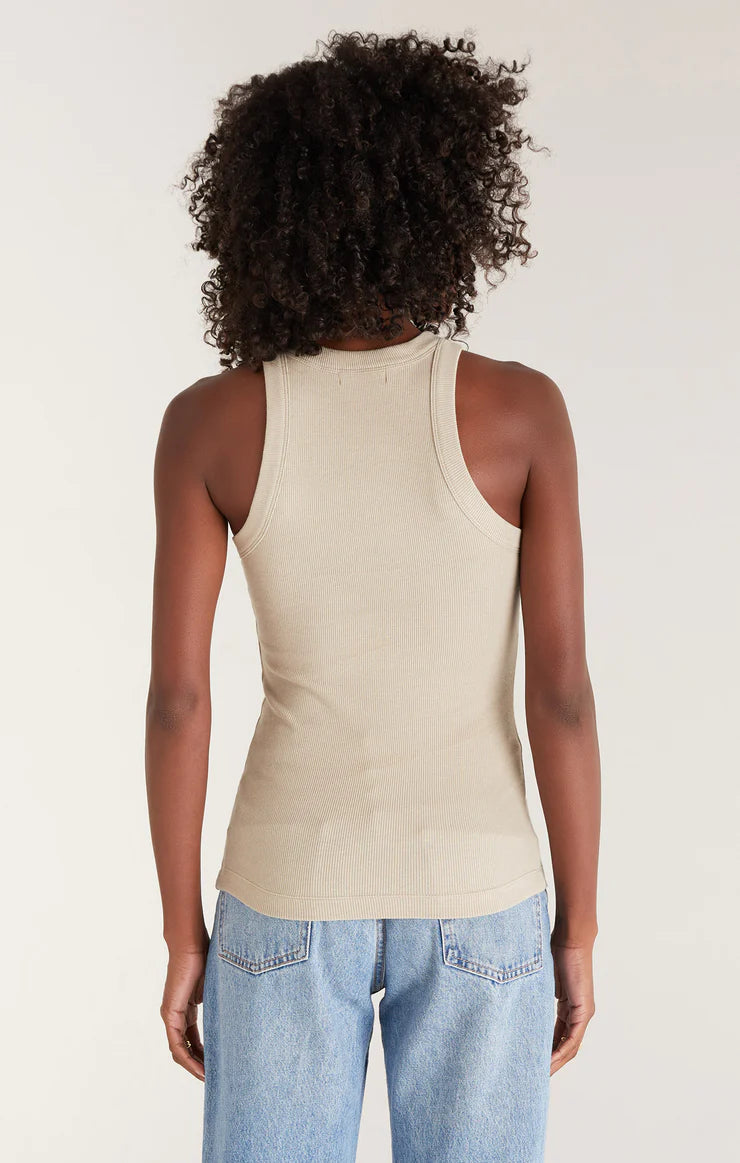 Lily Rib Tank in Garden Fog