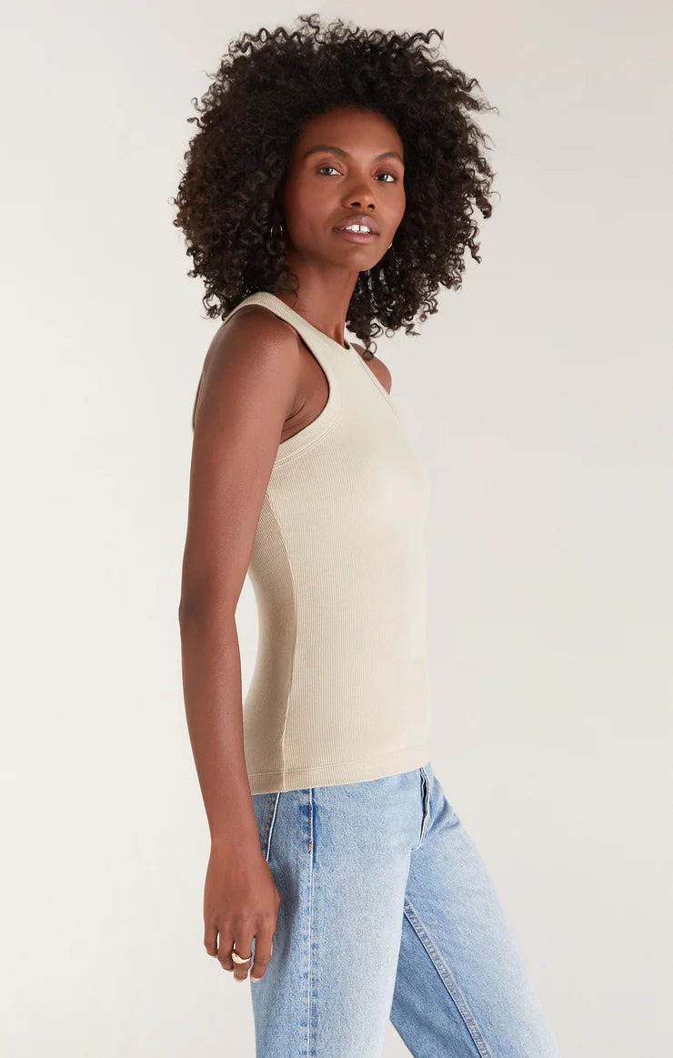 Lily Rib Tank in Garden Fog