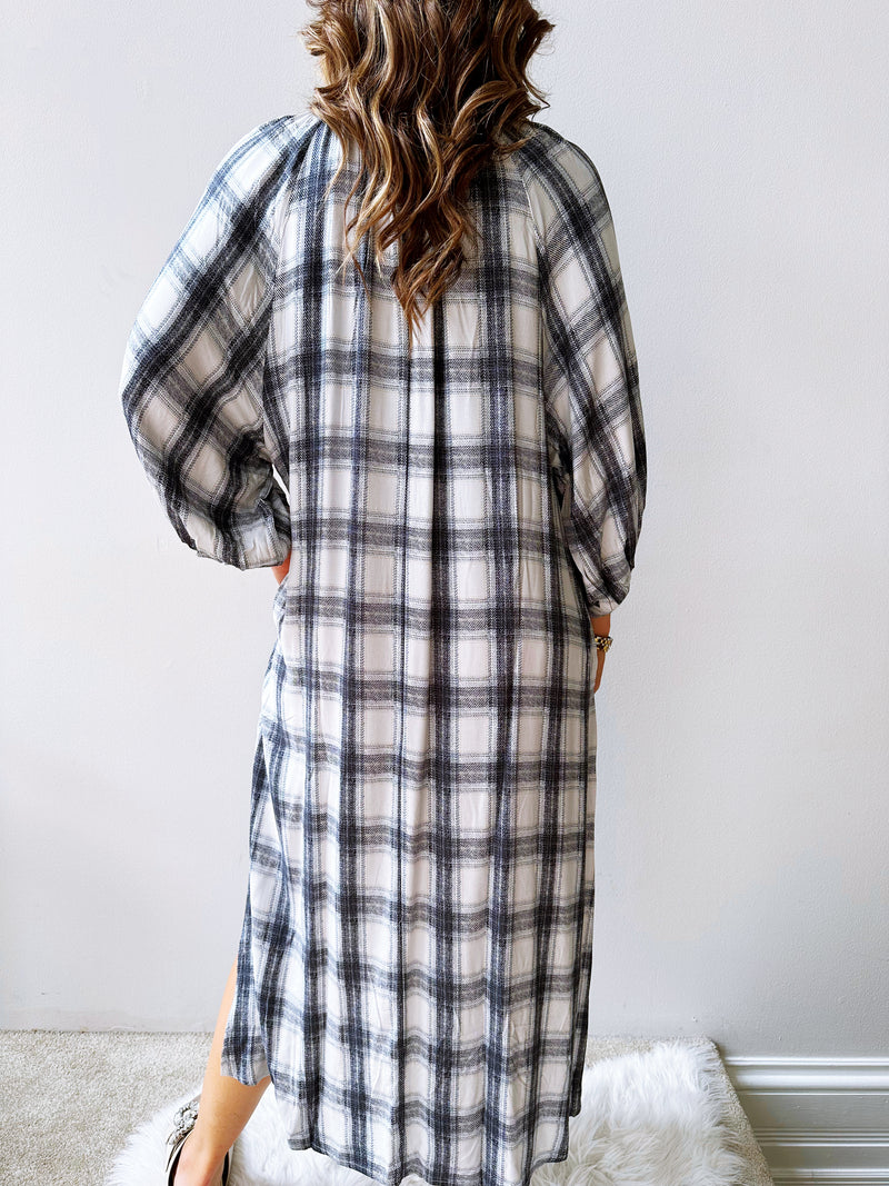 Plaid Tunic Midi Dress