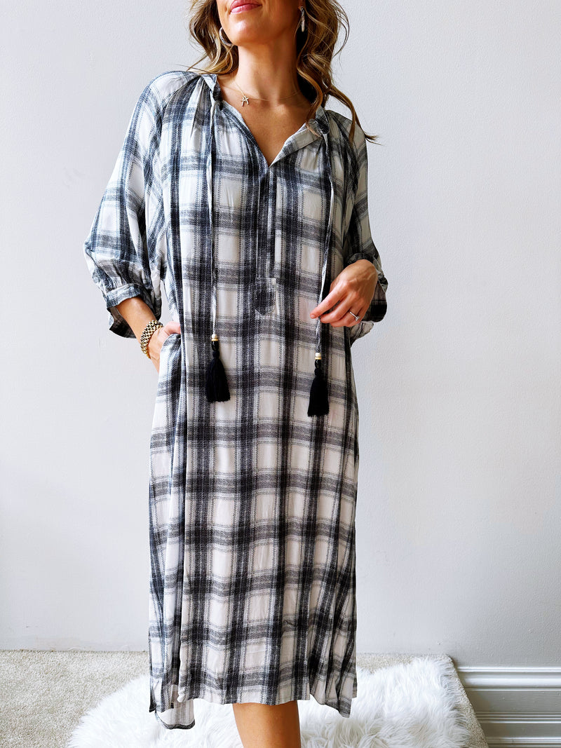 Plaid Tunic Midi Dress