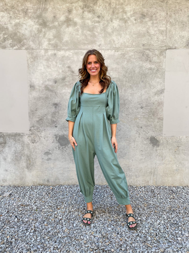 Lotta Love Romper in Washed Army