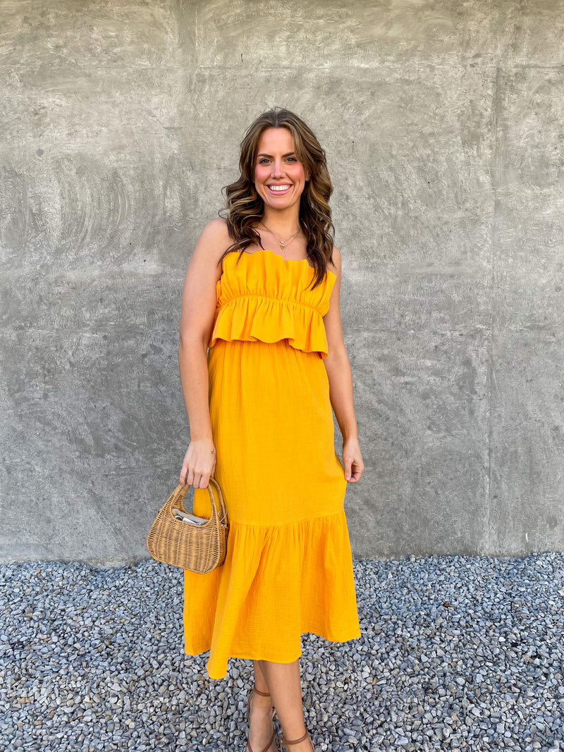 Golden Summer Midi Dress
