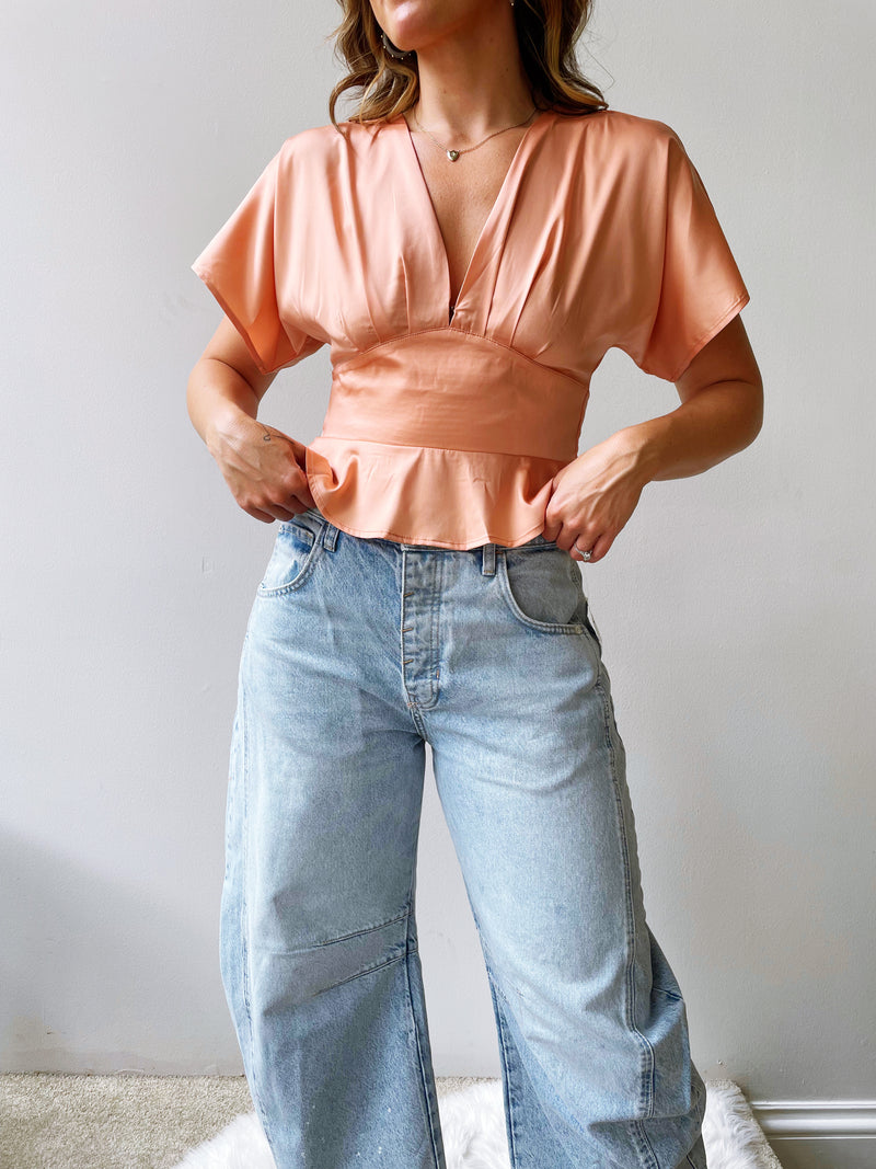 Pretty Peplum Top in Apricot