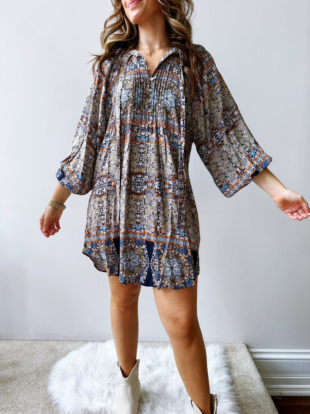 Harbor Front Pleat Shirt Dress