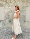 Ecru Flutter Sleeve Midi Dress