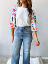 Embroidered Sleeve Top