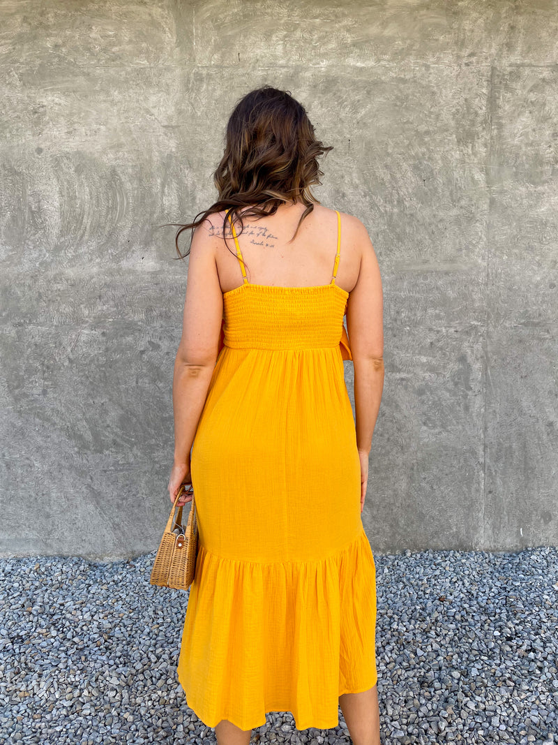 Golden Summer Midi Dress