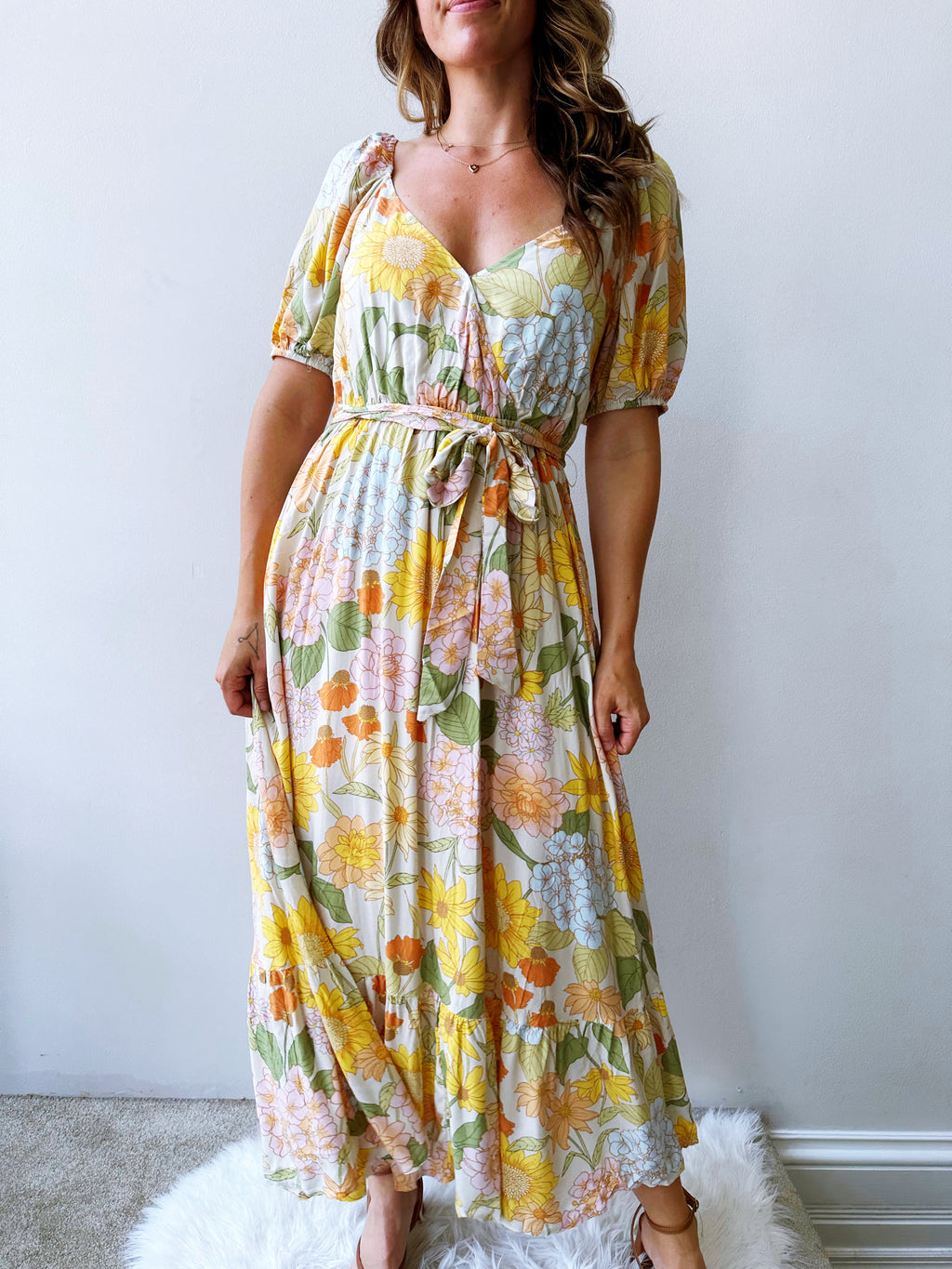 Fairy Puff Sleeve Midi Dress