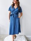 Denim Wrap Midi Dress
