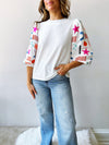 Embroidered Sleeve Top