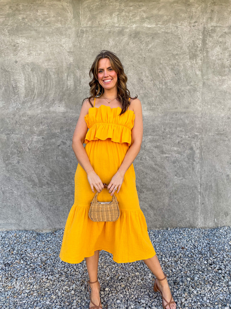 Golden Summer Midi Dress