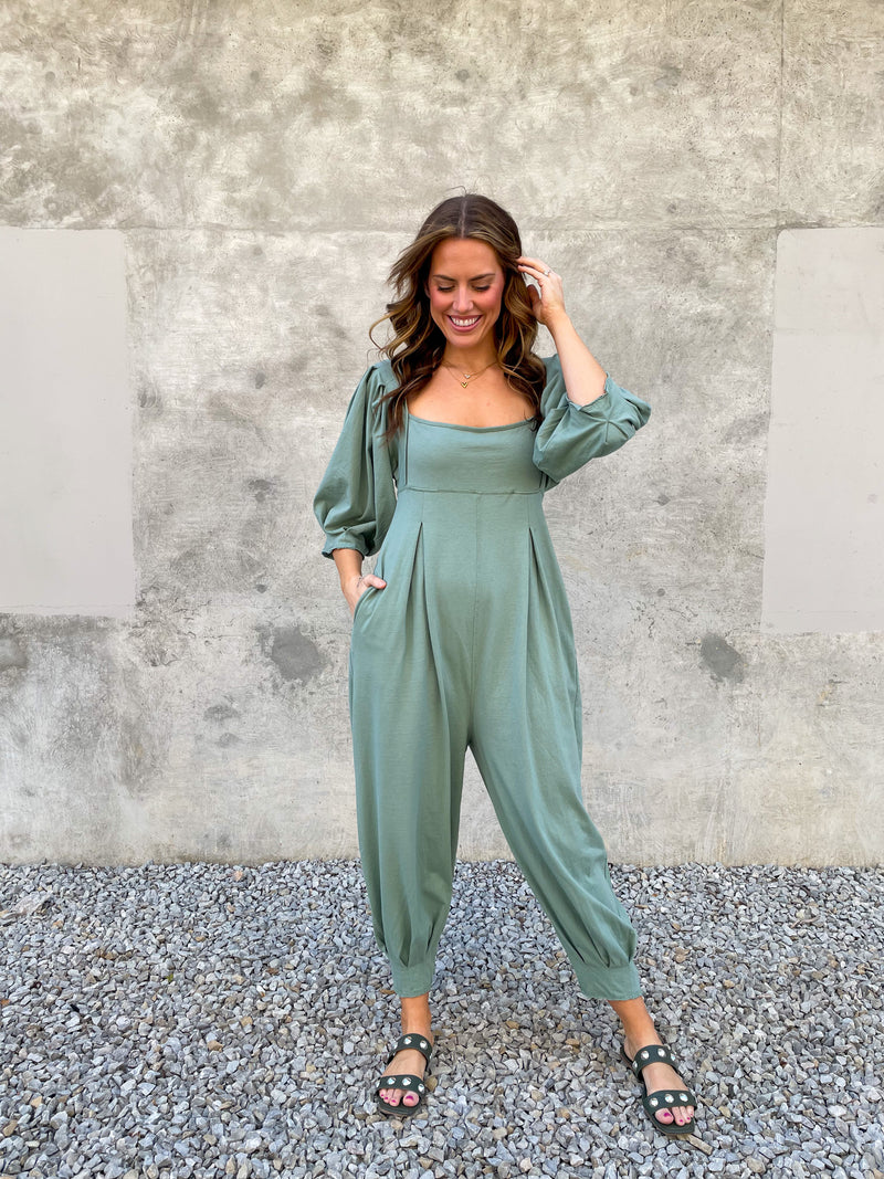 Lotta Love Romper in Washed Army