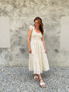 Ecru Flutter Sleeve Midi Dress