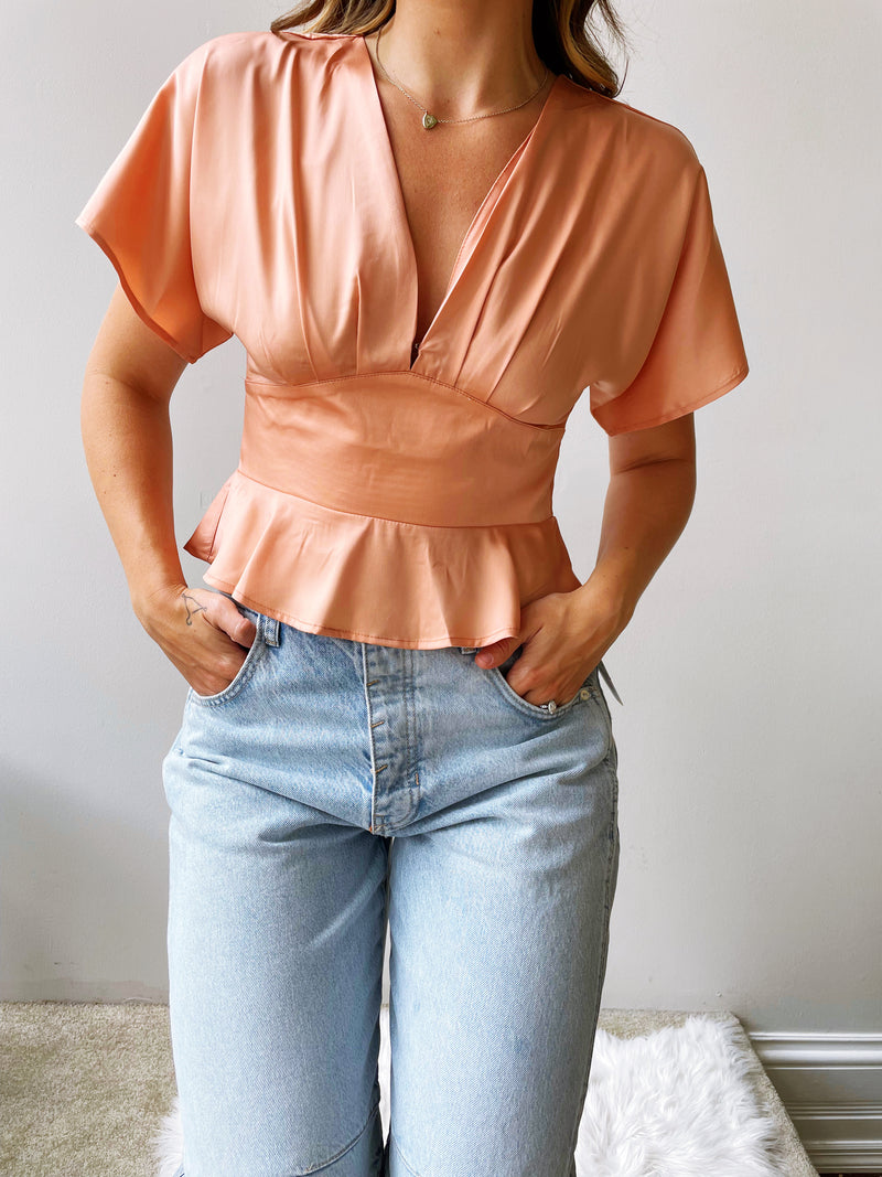 Pretty Peplum Top in Apricot