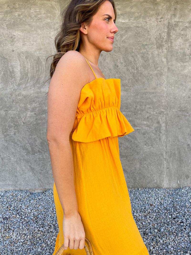 Golden Summer Midi Dress