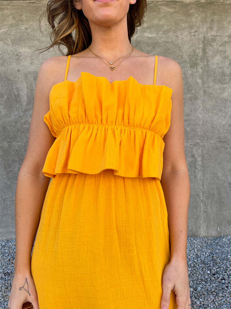 Golden Summer Midi Dress