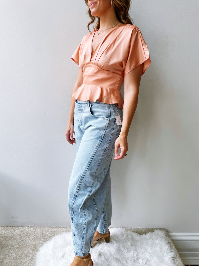 Pretty Peplum Top in Apricot