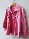 French Terry Collared Pullover in Bubblegum