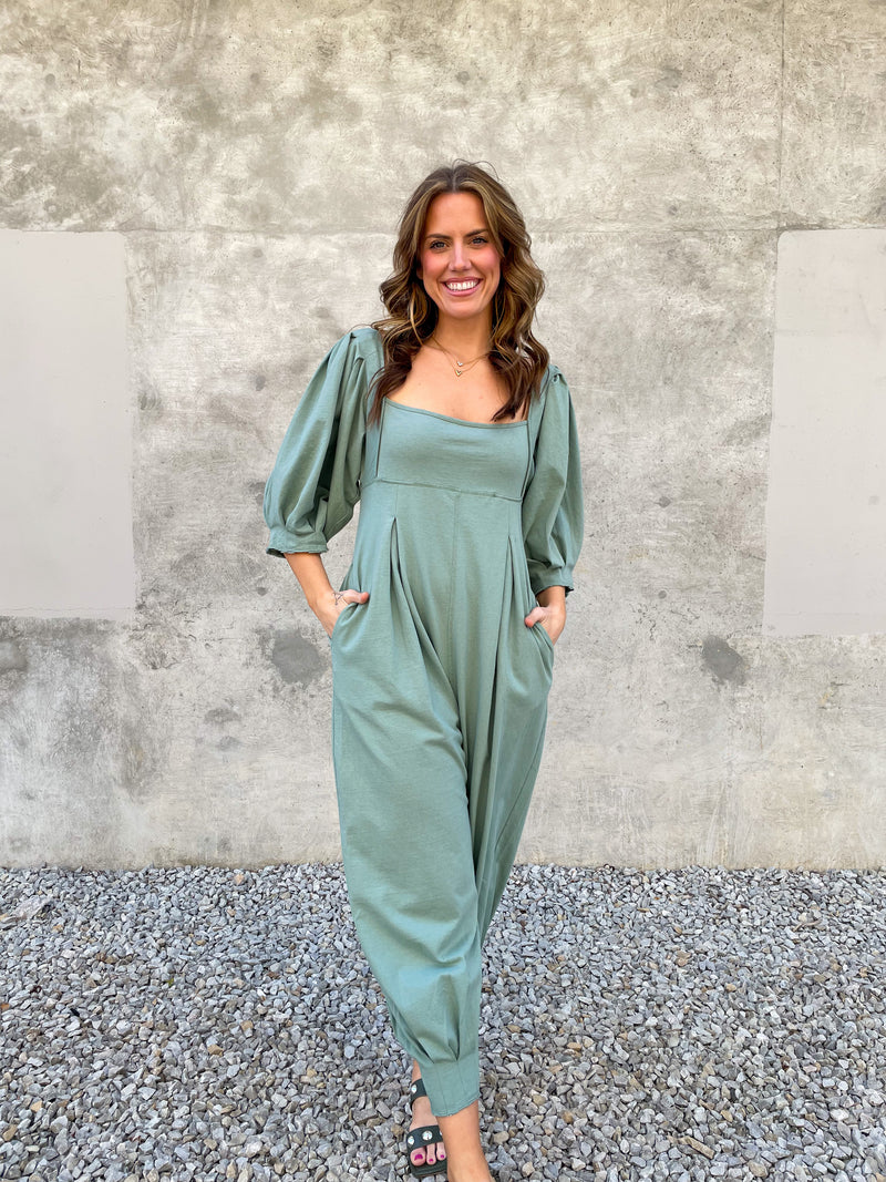 Lotta Love Romper in Washed Army