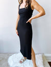 Twisted Back Midi Dress in Black